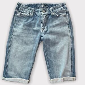 7 FOR ALL MANKIND RARE FADED Y2K HIGH RISE BERMUDA SHORTS BLUE- 28